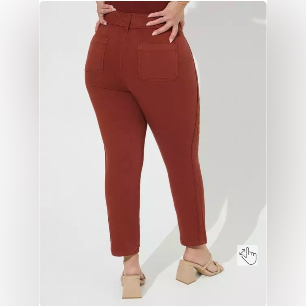 Torrid Aviator Stretch Twill Crop Pants Size 16 Rust Mid Rise - Picture 2 of 9